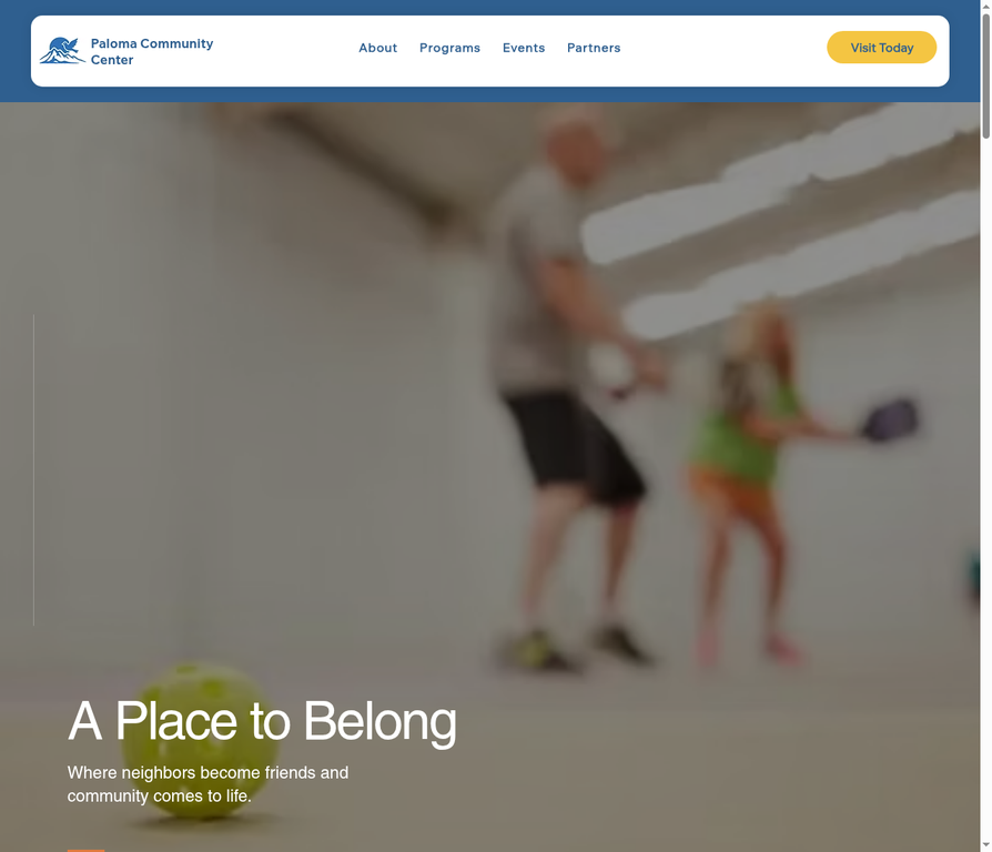 Paloma Community Center website screenshot